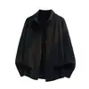 Suéter cardigan masculino 2026 outono nova marca da moda retalhos moletom pesado casual americano solto gola alta tricô