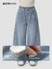 Pantalones de Niña Otoño 2026 Ropa Infantil Nueva y Elegante Pantalones de Pierna Ancha Curvos Jeans de Otoño Delgados para Niños