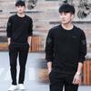Conjunto Esportivo Casual Duas Peças Masculino para Primavera e Outono 2021 Tamanho Grande Sem Gola Estudante Bordado Marca de Moda