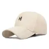 Gorra de Béisbol de Pana de Algodón Bordada con Letra para Otoño e Invierno, Unisex, Moda Versátil, Forrada de Lana, Cálida