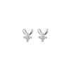 Aretes lindos de orejas de conejo para niña, aretes creativos para estudiantes japoneses y coreanos, aretes de tuerca para hueso de la oreja con diamantes, mini aretes de conejo