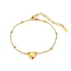 Tobillera de acero de titanio de alta gama, lujo ligero y versátil para mujer, elegante y que no se decolora, pulsera de acero inoxidable de moda con forma de corazón