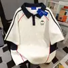 Camiseta de Manga Corta con Cuello Polo Estilo Coreano para Hombres y Mujeres, Verano de Gama Alta Holgada Moda Mori Girl Versátil Tops de Pareja, Estilo Ins