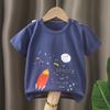 Ropa para Niños Verano 2025 Camiseta de Algodón Puro para Niños Tops Individuales para Niños Cuello Redondo Manga Corta Bebé Dibujos Animados Manga Corta