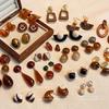 Aretes Borrosos Color Café Estilo Maillard para Mujer Retro Francés Estilo Hong Kong Aretes Marrones Diseño Nicho Aretes de Gama Alta