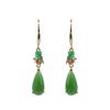 Primavera 2024 novo estilo étnico personalizado artesanal antigos ramos de ouro e folhas de jade imitação Hetian jade gota de água brincos estilo antigo