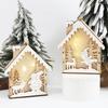 Manualidades navideñas de madera, cabaña de madera, iluminación, árbol de Navidad colgante, decoraciones para ventanas