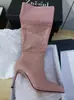 2026 Nuevo Modelo Comercio Exterior Estilo Europeo y Americano Strass de Estrella Punta Fina Tacón de Aguja Tacón Ultra Alto Botas Hasta la Rodilla Talla Grande Pasarela Botas de Mujer