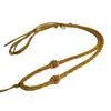 Amarelo terra fita de corda com fivela de abacaxi grossa pingente corda feita à mão DIY trançada para pendurar no pescoço corda de joia pedra de jade amarelo
