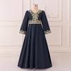 TEMU vestido infantil transfronteiriço bordado roupão vestido infantil fita chiffon manga longa vestido atacado comércio exterior