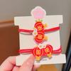 Accesorios para el cabello del Día Nacional de los Niños Cuerda para el cabello roja de amor Liga para el cabello para niñas Anillo para el cabello Cuerda para el cabello con bandera roja de cinco estrellas para niñas Tocado Anillo para el cabello