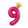 Venta al por mayor transfronteriza Globos digitales de corona de cumpleaños de 32 pulgadas Globos de película de aluminio digital rojo rosa Fiesta de cumpleaños Aniversario