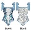 Traje de baño Nuevo Estilo Europeo y Americano 2024 con Cordones Estampado por Ambos Lados y Falda tipo Pareo conjunto 2389