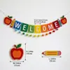 Exclusivo para ventas transfronterizas: Temporada de regreso a clases pancarta de manzana WELCOME set, bandera para decoración de aula, envío OEM