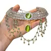 Collar Inspirado en el Verde con un Ambiente de Verano, Diseño de Nicho, Elegante y a la Moda Gargantilla de Cadena con Borla de Gota de Agua, Accesorio de Cadena para la Clavícula