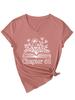 Amazon Ebay Site Independente Elegante Confortável Feminino Gola V Manga Curta Capítulo 65 Floral Livro Camiseta Camada Base Comércio Exterior