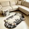 Alfombra de Piso con Patrón de Gato Visual 3D Transfronteriza de Imitación Cachemir para Decoración de Balcón en Casa, Alfombra de Piso Gruesa de Felpa Amigable con la Piel para Sala de Estar