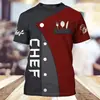 2026 Moda Verano Venta Caliente Casual Camiseta de Manga Corta para Hombre Impresión 3D Nueva Ropa de Trabajo Cuchillos de Cocina Impresión Tridimensional
