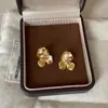Pendientes de Botón Metálicos con Flor Cepillada y Circonita Microincrustada de Alta Gama para Mujer, Simples y Elegantes, Pendientes de Moda para el Trabajo