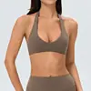 Sujetador deportivo cruzado para mujer con cuello halter y almohadillas extraíbles en el pecho, ropa de fitness, ropa interior ajustada para correr, yoga, Pilates