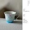 Taza de Degustación de Té Azul Degradado Pintada a Mano con Patrón de Loto y Asa, Taza Maestra de Cerámica Arita de Jingdezhen, Alto Valor Estético