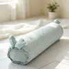Almofada Rolo Listrada de Gaze de Algodão Puro Camada Dupla Orelha de Coelho Renda Almofada Cilíndrica Almofada para Dormir de Lado Almofada para Prender as Pernas Almofada de Encosto de Sofá Almofada de Cabeceira
