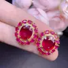 Pendientes de Rubí Recién Fundidos, Piedra Principal de Rubí Fino 10*12 3*4Mm Plata 925 Incrustación de Precisión