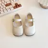 Zapatos Mary Jane para niñas de 3 a 6 años, estilo primavera y otoño, zapatos de princesa de suela blanda, zapatos individuales para niños, zapatos de bebé blancos y marrones