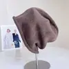 Gorro de Punto Vintage de Color Sólido Holgado para Mujer, Gorro Pullover Versátil para Adelgazar el Rostro Otoño/Invierno, Turbante Coreano para Frío