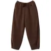 Fotos reales de pantalones tipo harén holgados, talla grande, casual de punto, forrados de polar y engrosados, estilo coreano, para mujer, invierno 2026