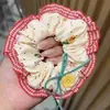 Goma para el pelo vintage francesa de satén con aspecto de pintura al óleo, elegante accesorio para coleta baja, accesorio de pelo elegante para otoño e invierno con un pañuelo cuadrado