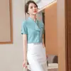 Camisa feminina senso de design 2023 primavera e verão nova moda top de chifon camisa branca profissional de manga curta