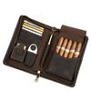 Caja de Cigarros de Cuero Patrón de Caballo Loco Retro Ángel Negro Bolsa de Almacenamiento de Equipo para Cigarros Portátil de Viaje Cuero Genuino para Cinco Cigarros