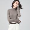 Suéter Pulóver 100% Lana Otoño e Invierno Moda Casual Cuello Alto para Mujer con Puños Exquisitos, Color Sólido, Capa Base Sencilla y Cálida