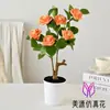 Flor Artificial Bonsái de Rosa de 6 Cabezas Adorno de Flor Falsa para Mesa de Comedor, Sala de Estar, Arreglo Floral para el Hogar y Exhibición Decorativa