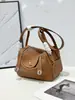 2026 Bolso Lindy Auténtico de Cuero Bolso para Mujer Bolso de Médico Bolso de Mano Bolso Cruzado al Hombro Bolso Caja de Medicina Tipo Almohada Retro Europeo y Americano
