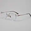 Armazón de Gafas de Titanio Puro Colgante para Hombres y Mujeres, Armazón Completo con Placa de Ceja, Se Pueden Equipar con Miopía
