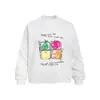 Camiseta de manga larga con estampado de graffiti de frutas, holgada y casual, estilo hip-hop moderno y creativo para hombre, estilo INS para primavera y otoño