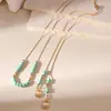 Collar de Turquesa Transfronterizo Europeo y Americano Más Vendido, Diseño Estilo Bohemio en Forma de Y, Collar Largo Simple y Elegante para Mujer