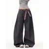 Pantalones Casuales de Gama Alta con Pierna Curva para Mujer, Diseño Único, Versátiles, Pantalones de Pierna Ancha Fluidos de Largo Hasta el Suelo, Estilo Ins