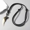 Colgante Personalizado Creativo de Diente de Lobo de Aleación Estilo Étnico, Collar de Cuero Retro Artístico, Joyería de Venta Caliente Nueva Europea y Americana