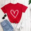 Camiseta Estampada de Amor Corazón Día de San Valentín, Sitio Independiente de Comercio Exterior Camiseta de Comercio Exterior de Manga Corta con Cuello Redondo Europeo y Americano