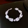 Estilo Lujo Ligero Pulsera Ajustable Cuadrada de Circonita Colorida Simple Moda Versátil Diseño de Pulsera Joyería de Nicho para Mujeres