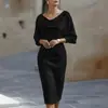 2026 Plataforma Independiente Europeo y Americano Transfronterizo Amazon Moda Cuello Oscilante Mangas de Murciélago Caídas Vestido de Longitud Media Ropa para Mujer