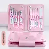 Set Nuevo de Fábrica de 9 Piezas para Uñas Estilo Coreano en Azul Macaron, Set de Tijeras para Uñas de Alta Calidad con Logo Impreso