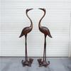 Adornos de Tortuga y Grulla de Cobre Extra Grandes, Portavelas de Grulla, Par Grande de Artesanías y Exhibiciones Decorativas