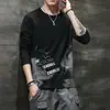 Camiseta masculina de manga comprida, nova coleção primavera/outono 2026, modelagem solta, moderna, adequada para usar em camadas, peça casual