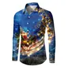 Traje de Navidad Nuevo para Personas Mayores 2024 Camisa con Estampado Abstracto Artístico Camisa de Manga Larga Plegable Primavera Otoño