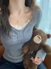 Top coreano súper bonito para otoño e invierno, camiseta interior de punto con cuello de encaje para mujer, suéter ajustado para usar en capas
