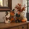 Ornamentos de bandeja de mesa plana de madeira para Halloween, conjunto de gatos, decoração de casa, decorações criativas, best-seller transfronteiriço